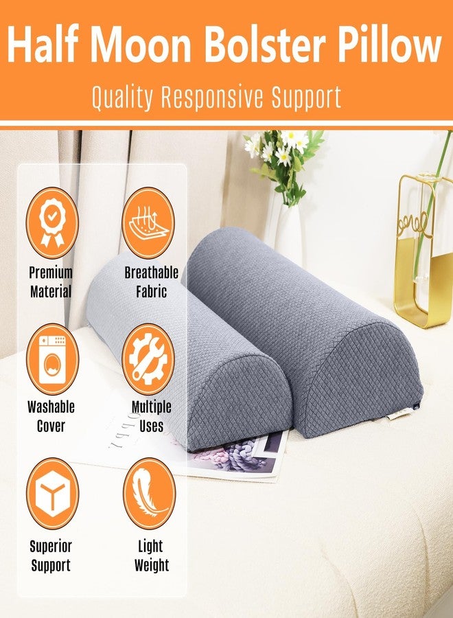 M Mute Touch 2PCS Knee Pillow for Sleeping, Half Moon Bolster Pillow for Neck, Legs, Ankle Foot & Knee Support, High Density Foam for Leg Elevation (19.6''x6.7''x3.5'', 19.6''x7.8''x4.3'') - Image 3